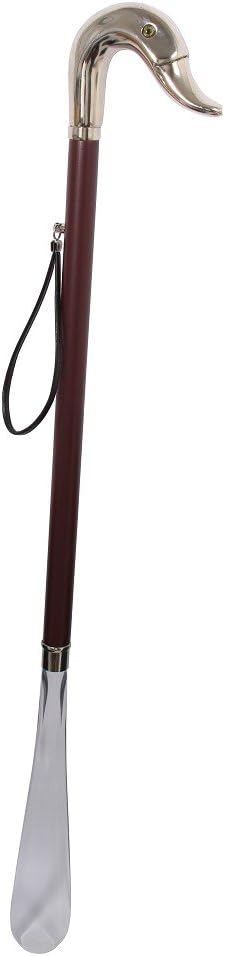DELFA Design Schuhanzieher Schuhlöffel 70 cm mit Entenkopf als Griff - brauner Holzschaft mit Schlau