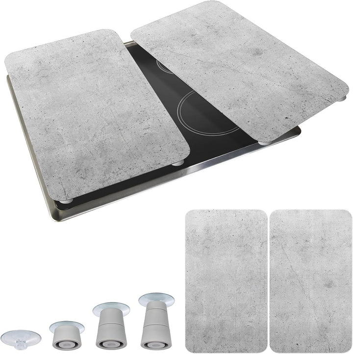 WENKO Herdabdeckplatte Universal Mod. Beton, höhenverstellbar für alle Herdarten, Schneidebrett und