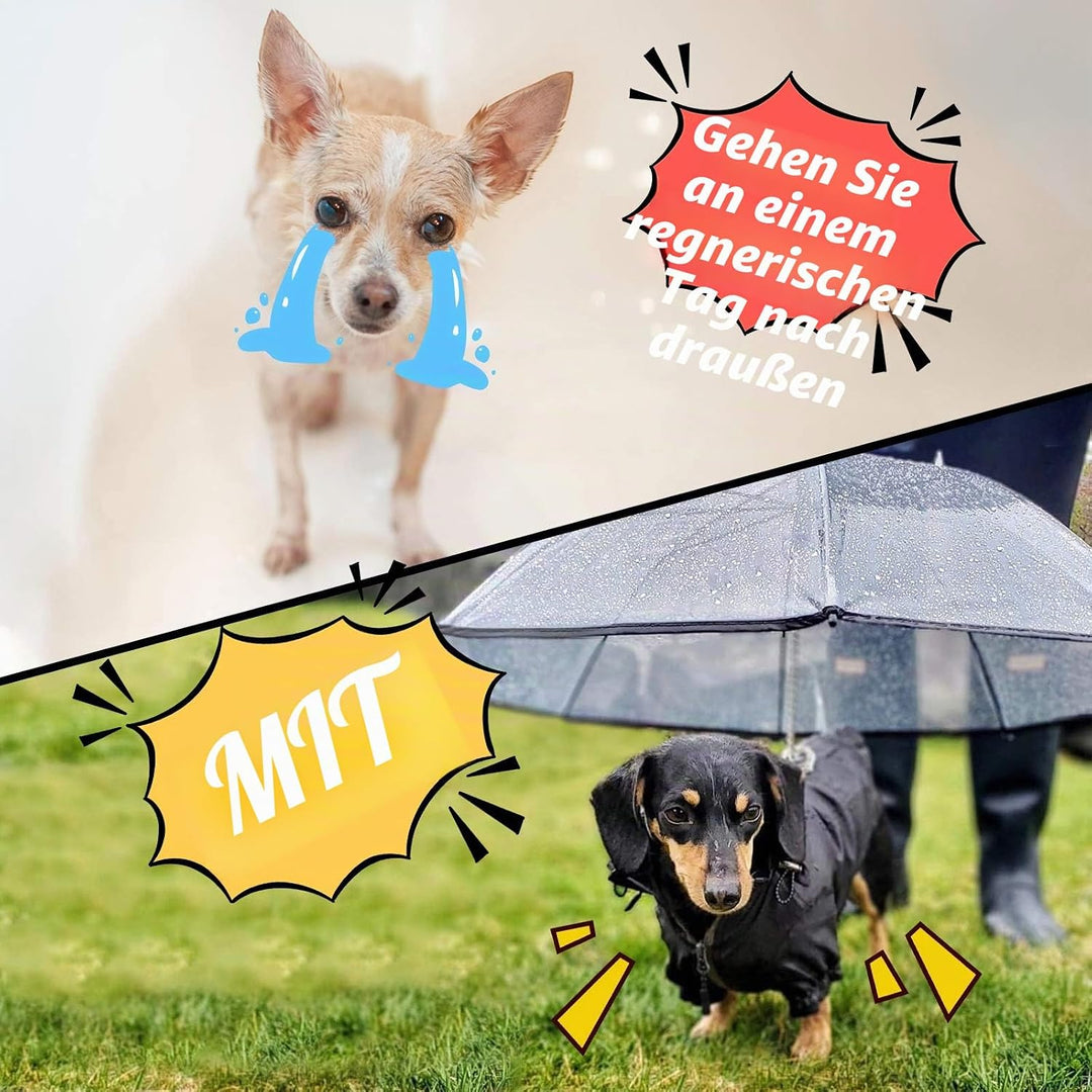 Enjoying Hunde Regenschirm für Kleine Hunde, Kleiner Hundeschirm mit Leine, Regenschirm für Hunde Sp