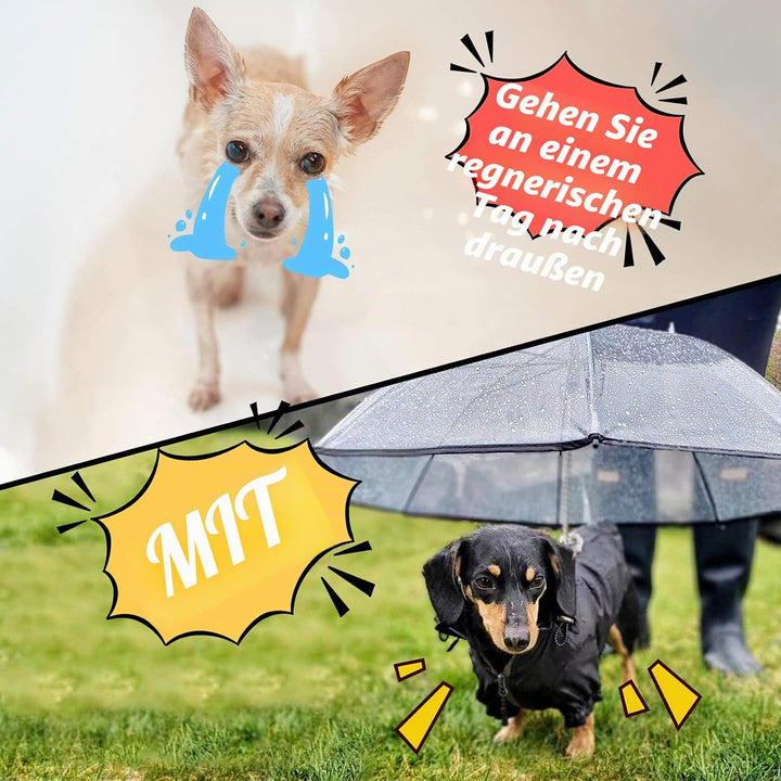 Enjoying Hunde Regenschirm für Kleine Hunde, Kleiner Hundeschirm mit Leine, Regenschirm für Hunde Sp