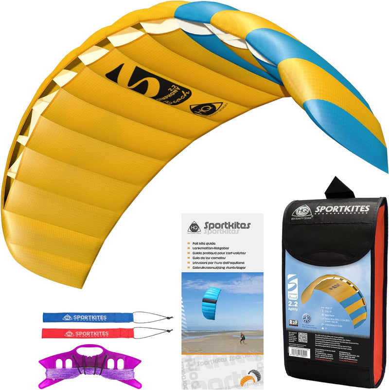 HQ Lenkmatte Lenkdrachen Symphony Beach III 2.2 Agility, Zweileiner Matte, Drachen für Kinder und Er