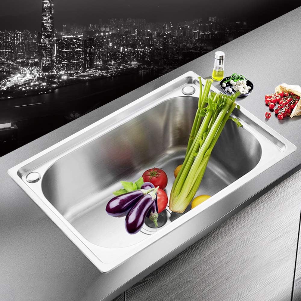 Küchenspüle Edelstahl, mit Abflussrohr, Spülbecken 1 Becken, eingebettete Installation, Spüle, Prima