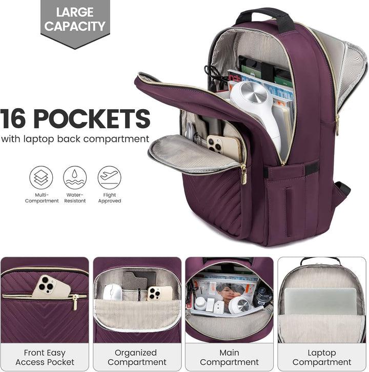LOVEVOOK Laptop Rucksack Damen, 14 15,6 17,3 Zoll Laptoptasche Rucksack Damen Klein Wasserdicht Schu