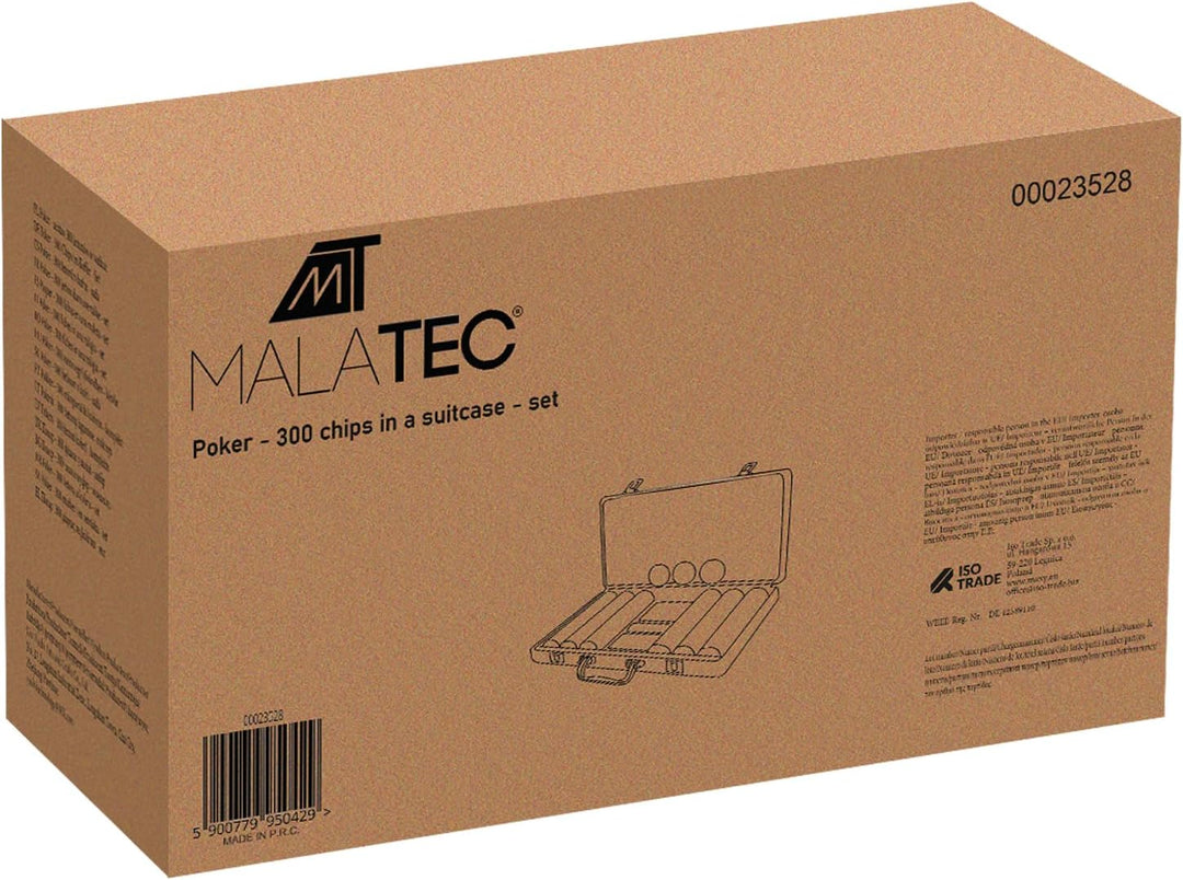 MT MALATEC Texas Holdem Pokerset mit Pokerkoffer aus Aluminium Abschliessbar 2 Kartendecks 300 Poker