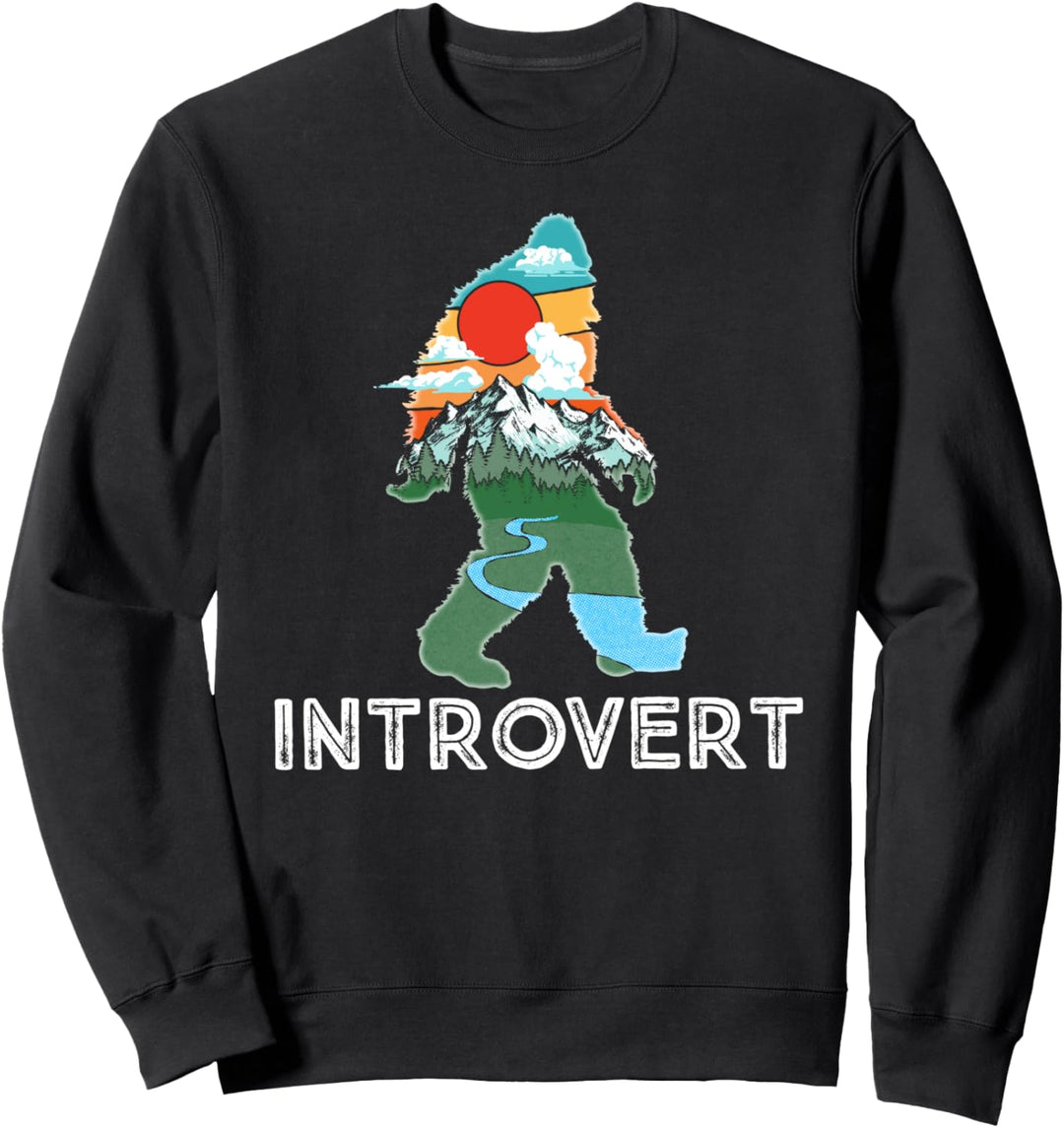 Introvert Funny Bigfoot Nature & Mountains Illustration Sweatshirt