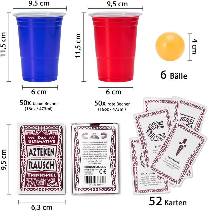 50 Stück Rote & 50 Stück Blaue Partybecher; Wiederverwendbare Getränkebecher Red Cups Trinkbecher 16