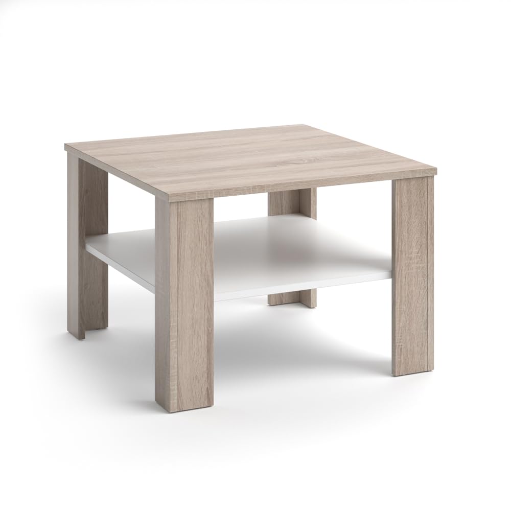 Vicco Couchtisch Homer, Sonoma/Weiss, 60 x 42 cm Sonoma 60x42x60 cm, Sonoma 60x42x60 cm