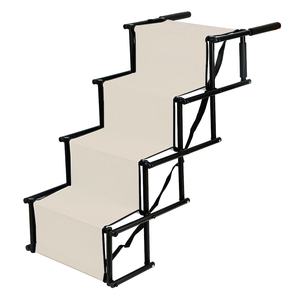 Hundetreppe - 4 Stufen Hundetreppe Auto Faltbare Hunderampe für Auto, Sofa oder Bett, rutschfest, Be