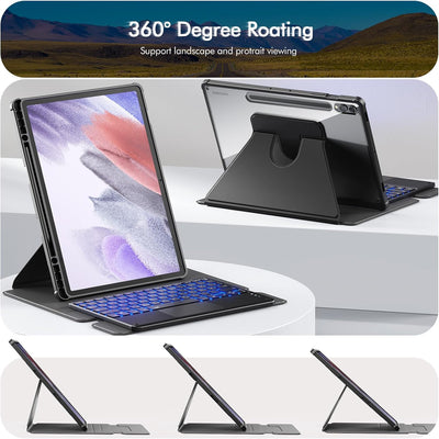 INFILAND für Samsung Galaxy Tab S10+ Plus/S9 FE+/S9 Plus Hülle mit Tastatur[Hochpräzises Touchpad],