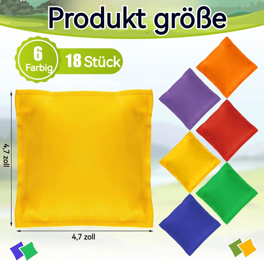 18 Pack Bean Bags für Tossing, Grosse Bunte Cornhole Bean Bags, Tossing Beanbags Spielzeug mit Trage