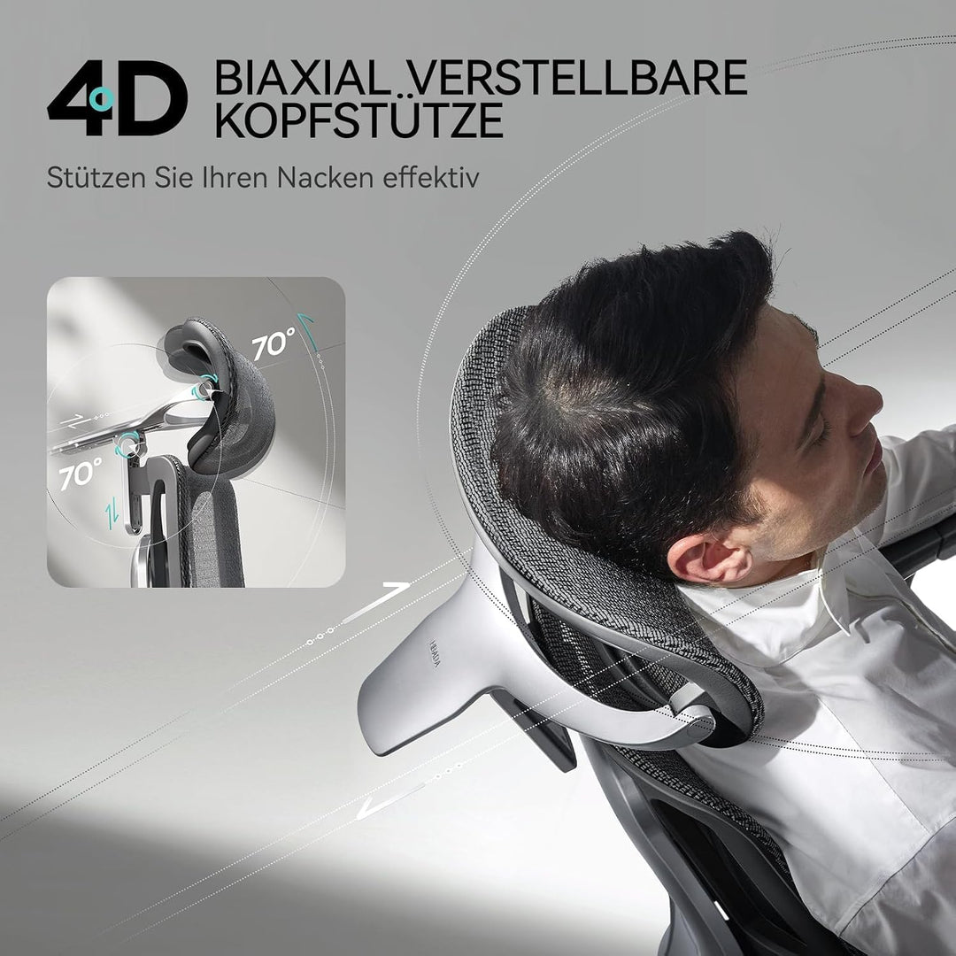 Hbada E3 Pro Ergonomischer Bürostuhl mit 3-Zonen dynamischer Lendenwirbelstütze, Schreibtischstuhl m