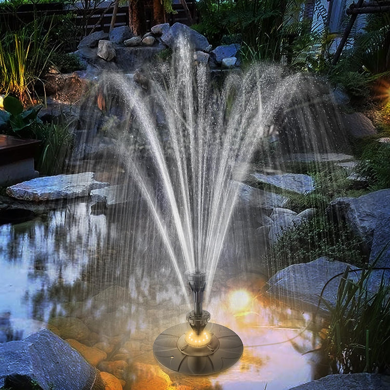 SZMP Springbrunnen für Gartenteiche 2023 Upgraded für draussen,6W LED Licht Teichpumpe 4 DIY Effekte