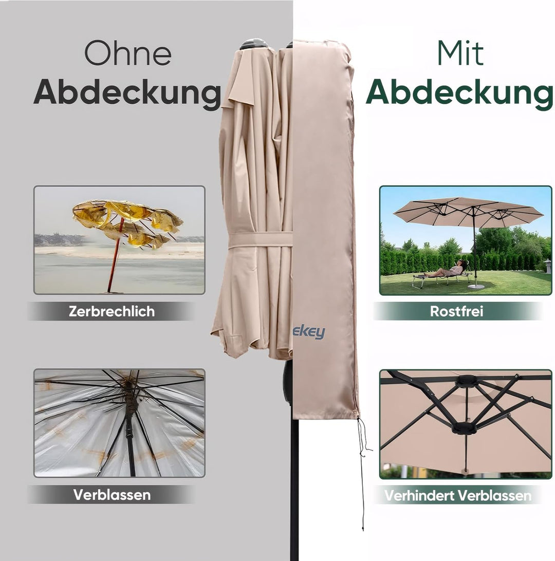 Sekey Doppelsonnenschirm Schutzhülle | Abdeckhauben für Sonnenschirm | 165×50/62 cm – Extrabreite Ab