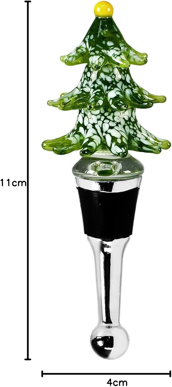 EDZARD Flaschenverschluss Tannenbaum, Höhe 13 cm, für Champagner, Wein und Sekt, Muranoglas-Art, Han
