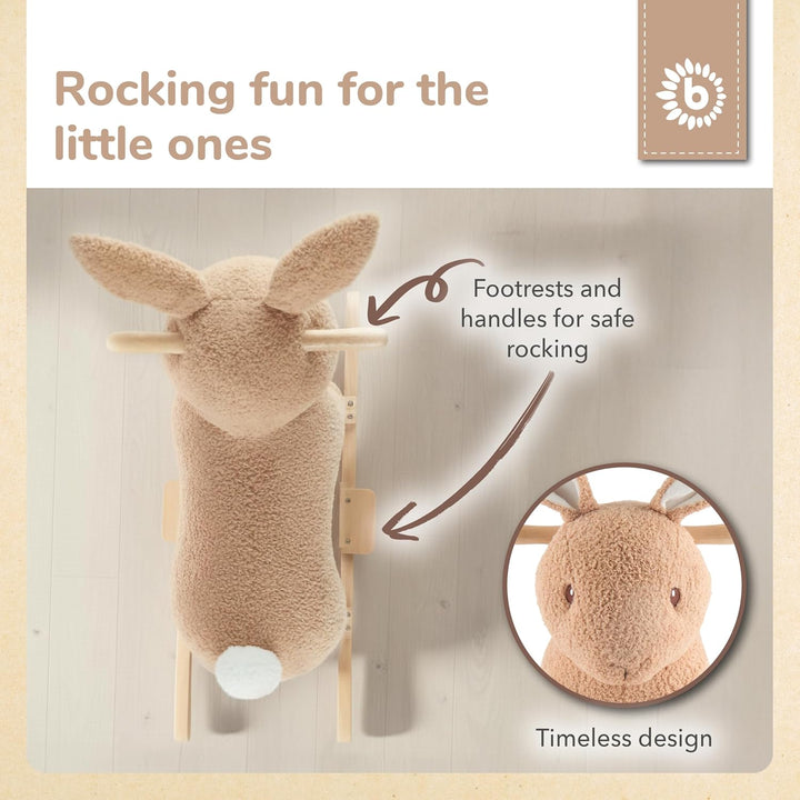 Bieco Plüsch Schaukeltier Hase Fine, 68 cm | Kinder Schaukelstuhl mit Sicherheitsgurt | Baby Schauke