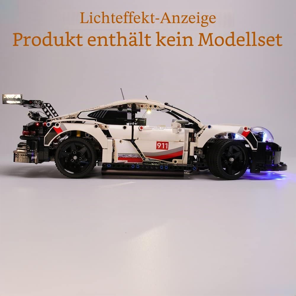GEAMENT LED Beleuchtungsset für Technic Porsche 911 RSR Rennwagen Building Blocks Modell Kompatibel