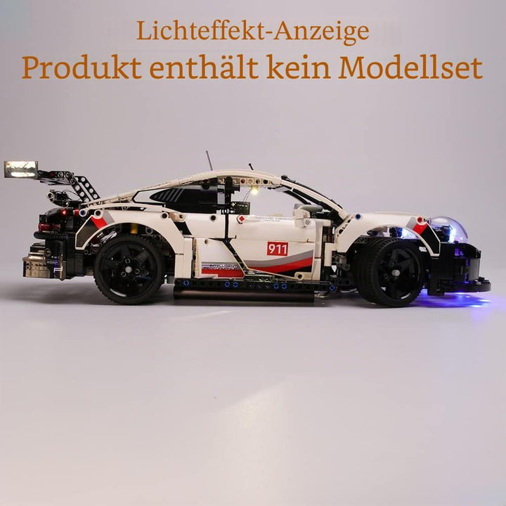 GEAMENT LED Beleuchtungsset für Technic Porsche 911 RSR Rennwagen Building Blocks Modell Kompatibel