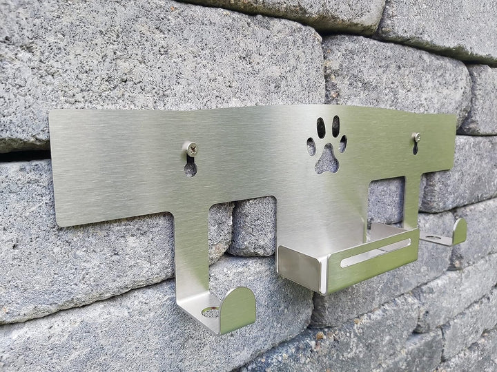HL-Perfektion-in-Edelstahl Hundegarderobe für Hundeleinen Katzenleinen mit Beutelspender massiv Edel
