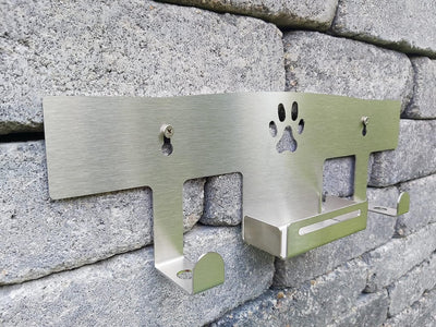 HL-Perfektion-in-Edelstahl Hundegarderobe für Hundeleinen Katzenleinen mit Beutelspender massiv Edel