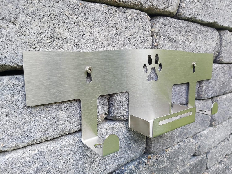 HL-Perfektion-in-Edelstahl Hundegarderobe für Hundeleinen Katzenleinen mit Beutelspender massiv Edel