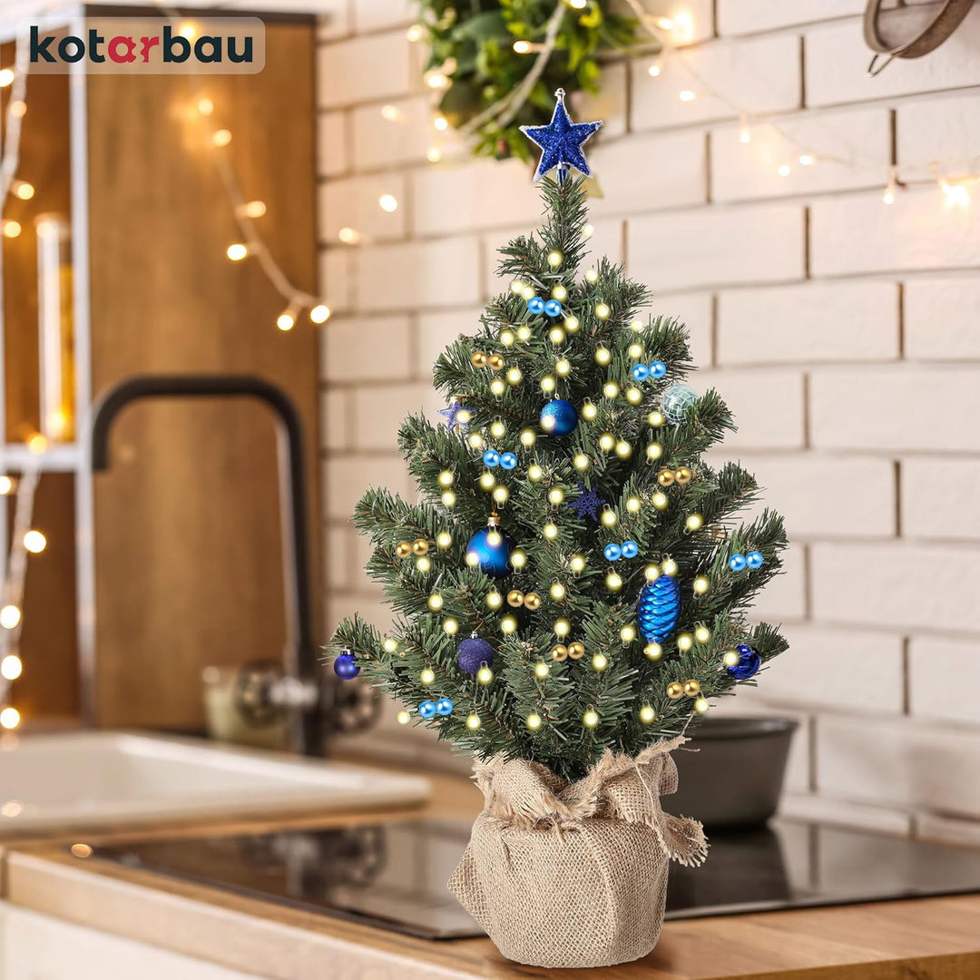 KOTARBAU® Künstlicher Weihnachtsbaum Deko Klein 50 cm mit Jute Weihnachtsbaumständer Mini Tannenbaum