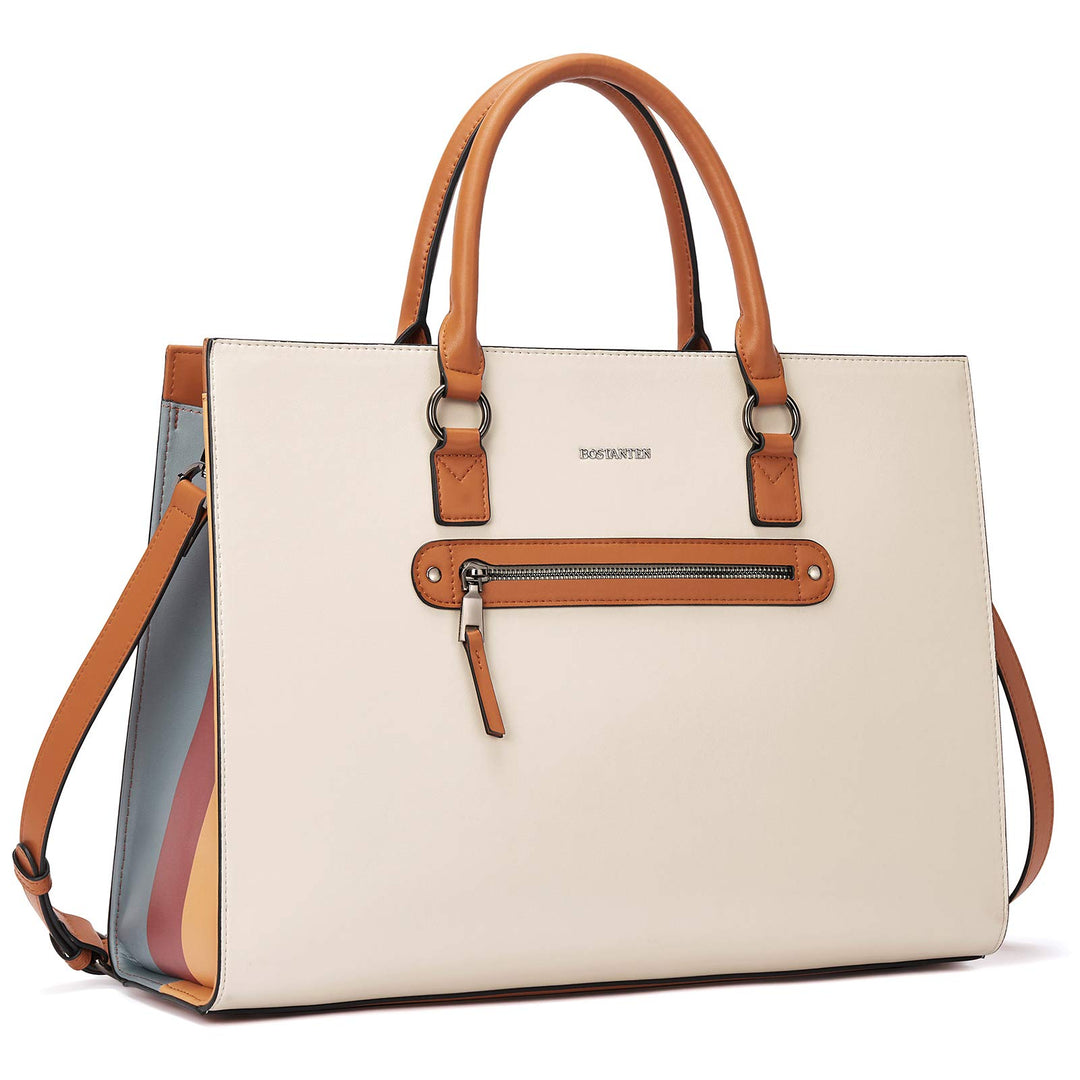 BOSTANTEN Damen Aktentaschen Leder Laptop Schultertasche 15.6 Zoll Frauen Arbeitstasche Businesstasc