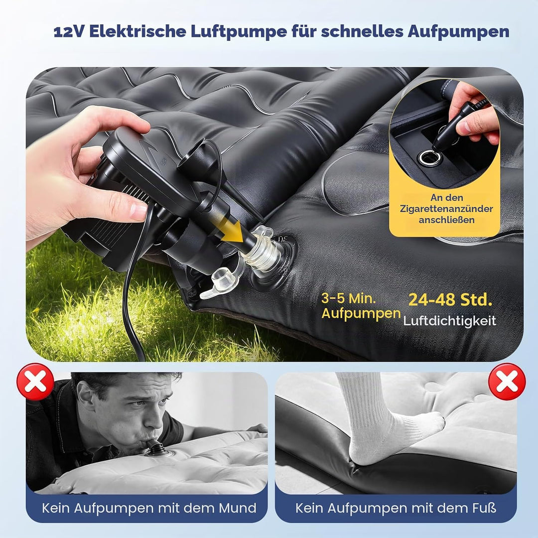 Luftmatratze für Auto, Aufblasbares Bett für Rücksitz, Luftmatratze SUV mit Luftpumpe und Kissen für