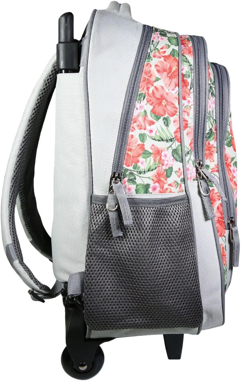 BAGTROTTER Rucksack mit Rollen Offshore Grau Blumen