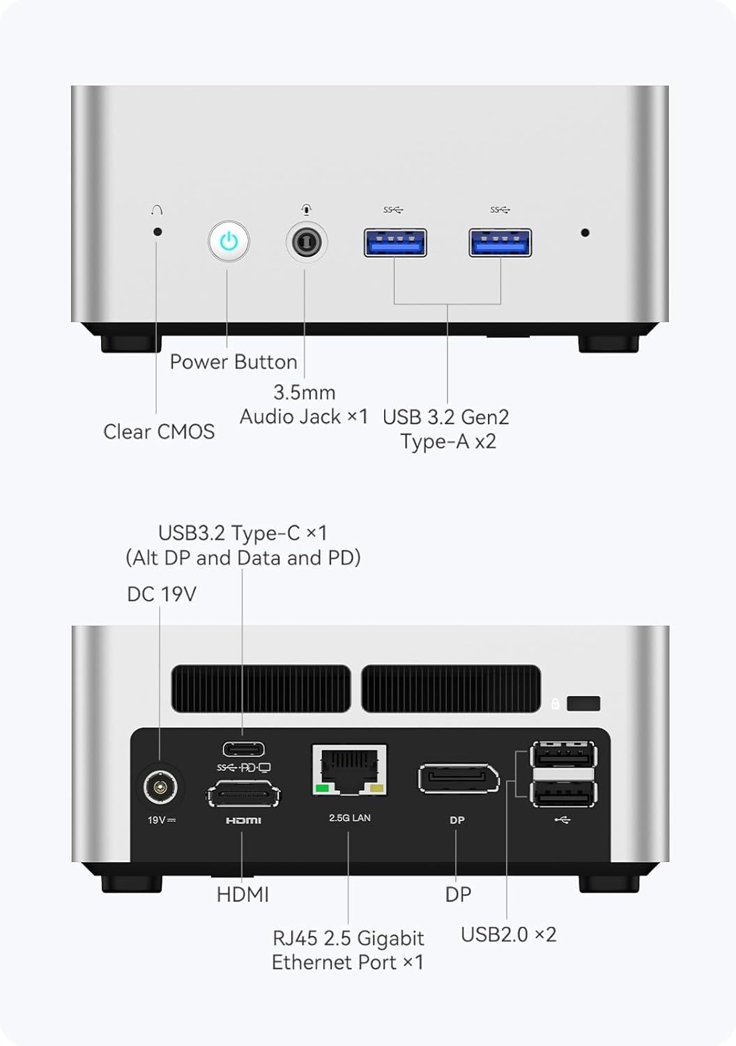 MINIS FORUM UN1250 Mini PC - Intel Core i5-1250P (12 Kerne / 16 Threads) ,32 GB DDR4, 500 GB PCIe 4.