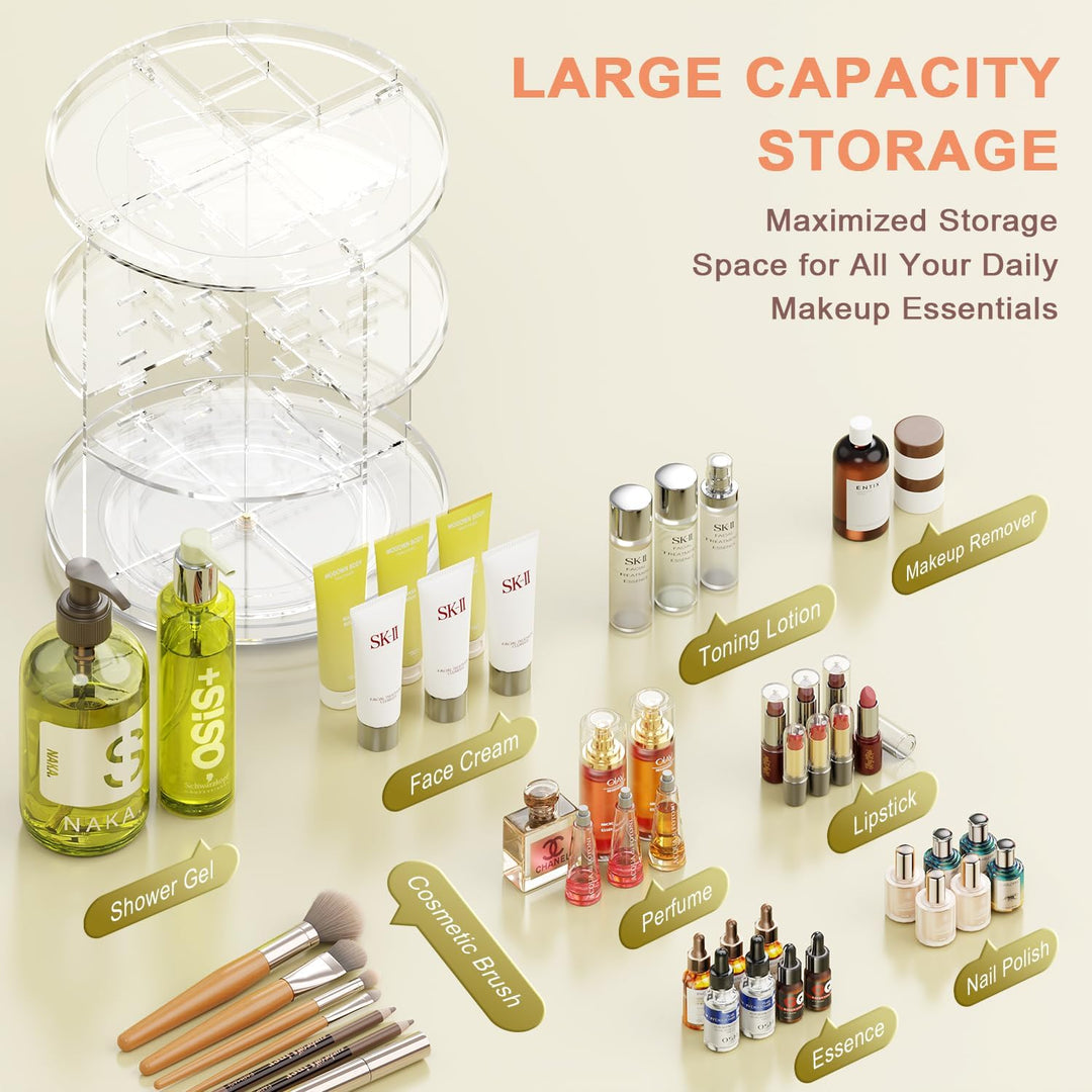 Auxmir Make Up Organizer, Schminktisch Organizer, 360° Drehung Kosmetische Aufbewahrungsbox, Kosmeti