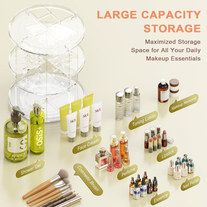 Auxmir Make Up Organizer, Schminktisch Organizer, 360° Drehung Kosmetische Aufbewahrungsbox, Kosmeti