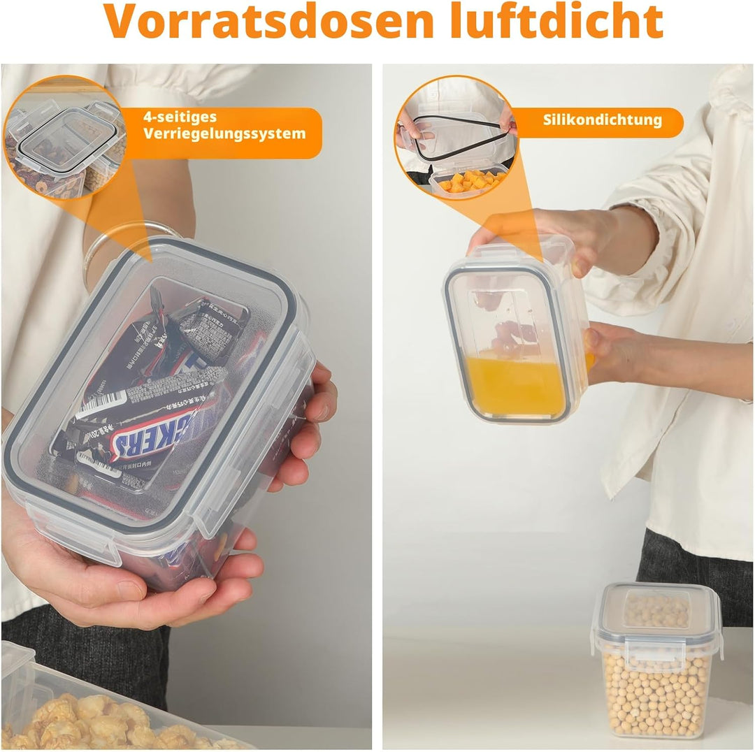 Withosent 0.8L Vorratsdosen Luftdicht Set, 12er Aufbewahrungsbox Küche mit Deckel Kunststoff, Vorrat