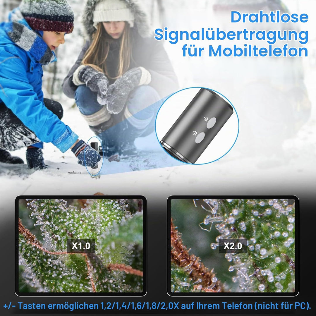 Ninyoon 4K WiFi Mikroskop Verbesserter Ständer für iPhone Android PC, 50-1000X USB Digitales Mikrosk