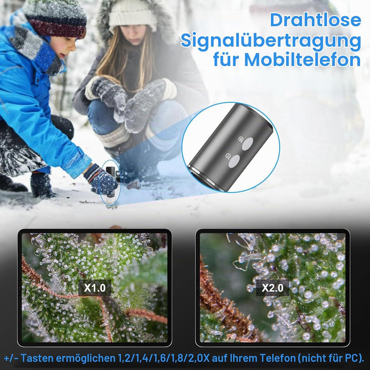 Ninyoon 4K WiFi Mikroskop Verbesserter Ständer für iPhone Android PC, 50-1000X USB Digitales Mikrosk