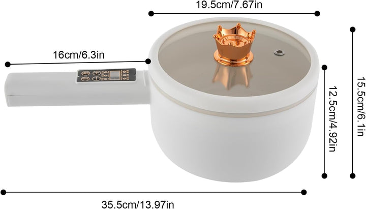 Elektrischer Hot Pot 1.6L mit Dämpfern Tragbare Antihaft Multikocher Suppentopf Schneller Kochtopf f