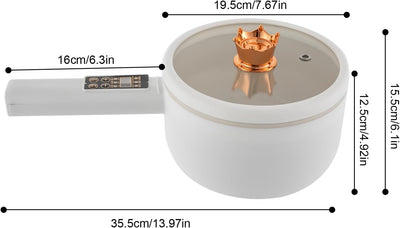 Elektrischer Hot Pot 1.6L mit Dämpfern Tragbare Antihaft Multikocher Suppentopf Schneller Kochtopf f