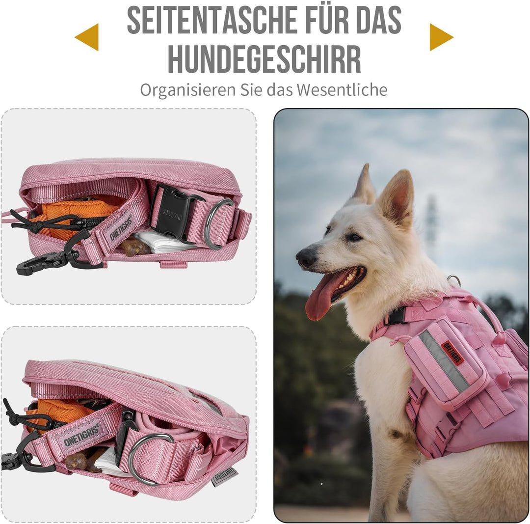 OneTigris Futterbeutel für Hunde 2 Stück, Grosser Weltraum-MOLLE Futterbeutel Hundetraining mit Refl