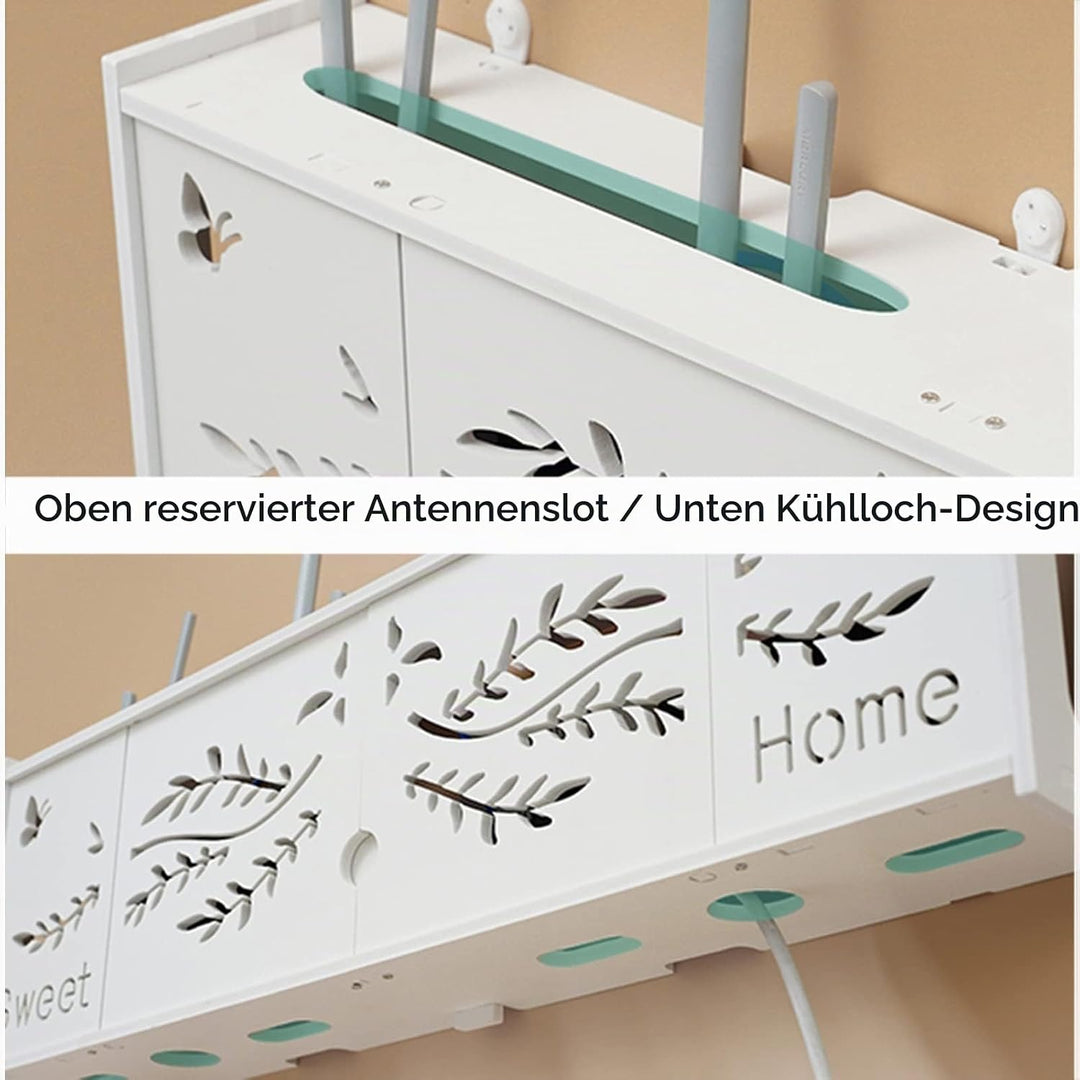 PPGE Home Wand Router Aufbewahrungsbox Weiss, WLAN Router Regal Wandmontage, Router Box Aufbewahrung