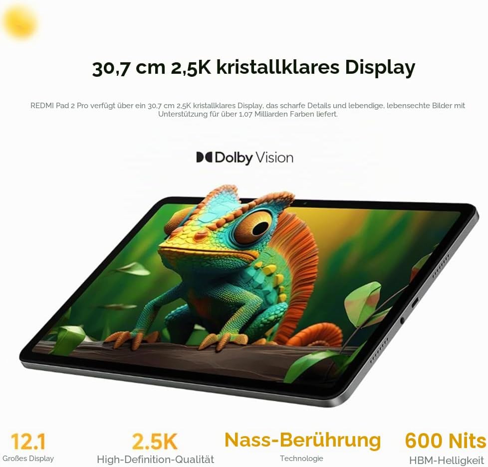XIAOMI Redmi Pad 2 Pro WiFi 6 + 128 GB 12000 mAh 27 W Schwarz mit Ladegerät