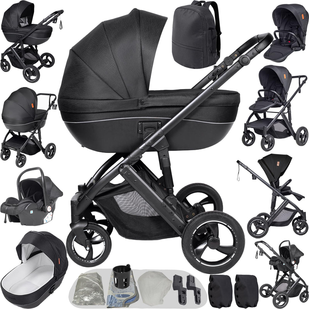 Kinderwagen 4 in 1, Buggy mit Umkehrbarem Zwei-Wege-Schub, Kinderwagen Rahmen Aluminiumlegierung, Ko
