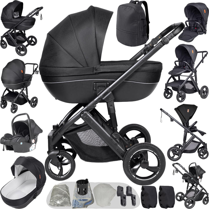 Kinderwagen 4 in 1, Buggy mit Umkehrbarem Zwei-Wege-Schub, Kinderwagen Rahmen Aluminiumlegierung, Ko