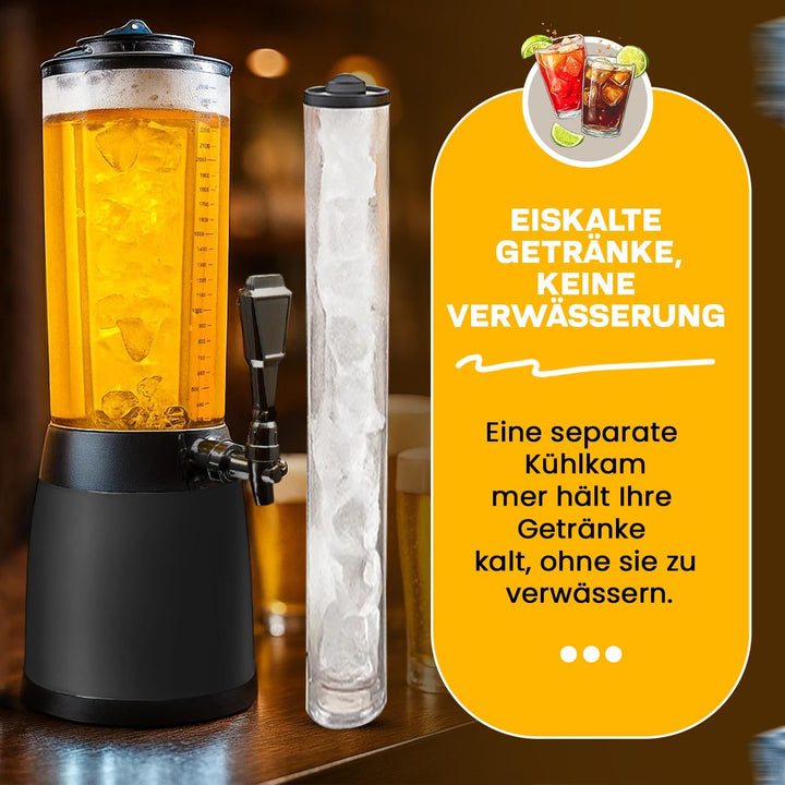 4,0L Biersäule Zapfsäule Kult Biertower Trinksäule Getränkespender Getränkesäule mit 1,3L Eiskühlung