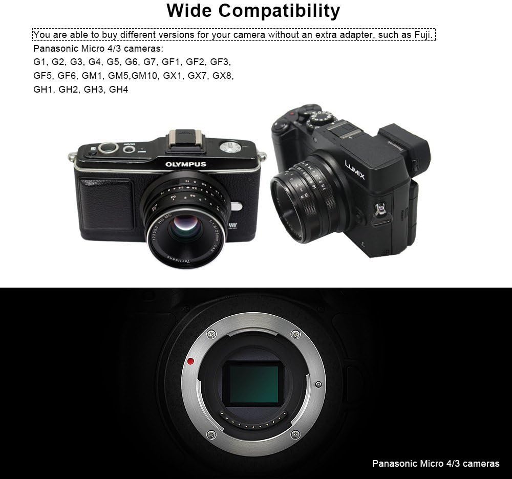 7artisans 25mm F1.8 Manueller Fokus Festbrennweite für Olympus für Panasonic Micro Four Thirds MFT m