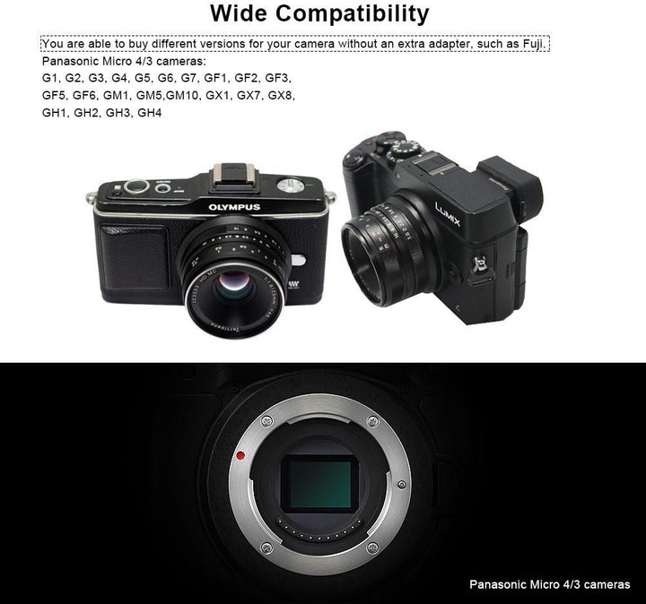 7artisans 25mm F1.8 Manueller Fokus Festbrennweite für Olympus für Panasonic Micro Four Thirds MFT m
