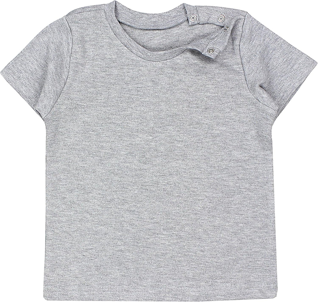 TupTam Baby Jungen Kurzarm T-Shirt mit Aufdruck Unifarben Sterne Streifen 5er Set 68 Blau Grau Mix J