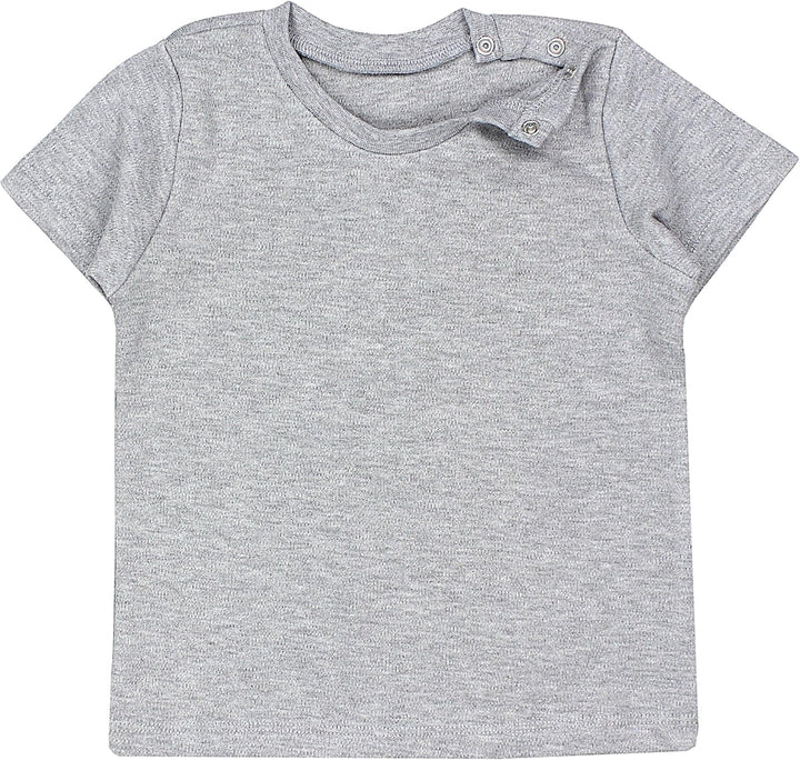 TupTam Baby Jungen Kurzarm T-Shirt mit Aufdruck Unifarben Sterne Streifen 5er Set 68 Blau Grau Mix J