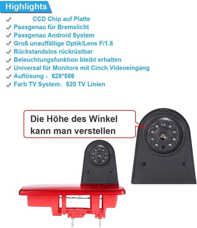 Auto Dritte Dach Top Mount Bremslicht Rückfahrkamera +4,3 inch Monitor Einparkkamera Rückfahrsystem