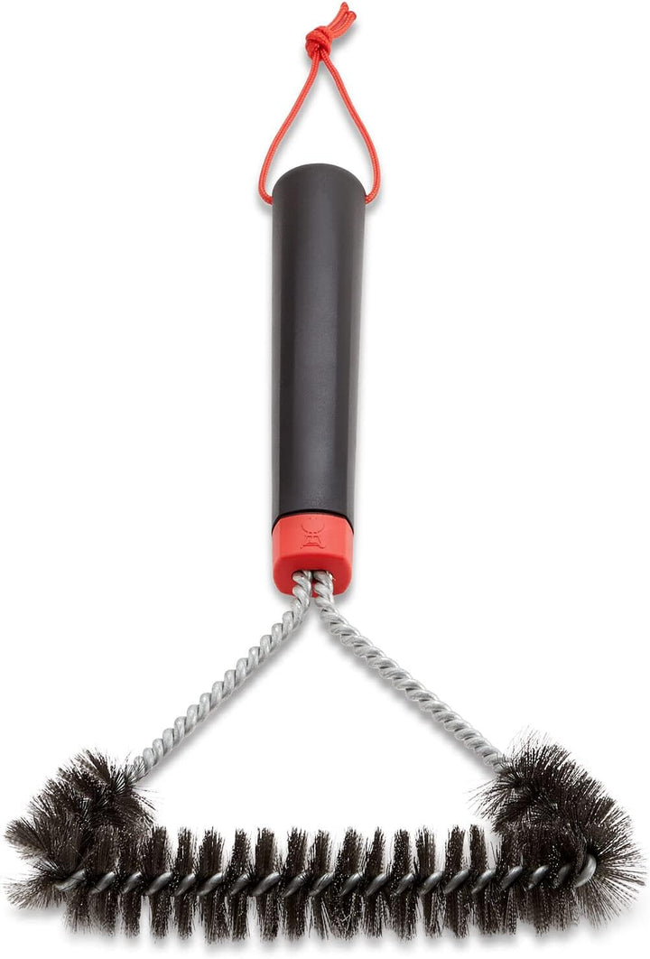 Weber Leder Grillhandschuhe, 1 Paar, extrem hitzebeständig & Three-Sided Grill Brush Dreiseitige Gri