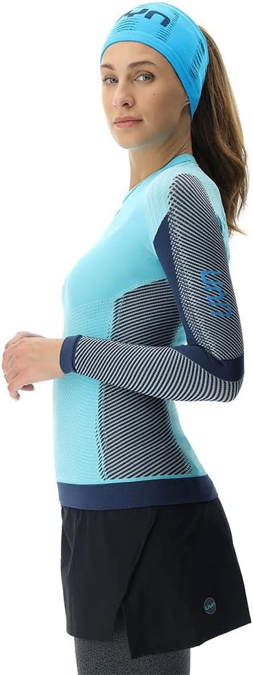 UYN Damen Running Pb42 Ow Long_sl T-Shirt L Blau/Pfau Pracht, L Blau/Pfau Pracht