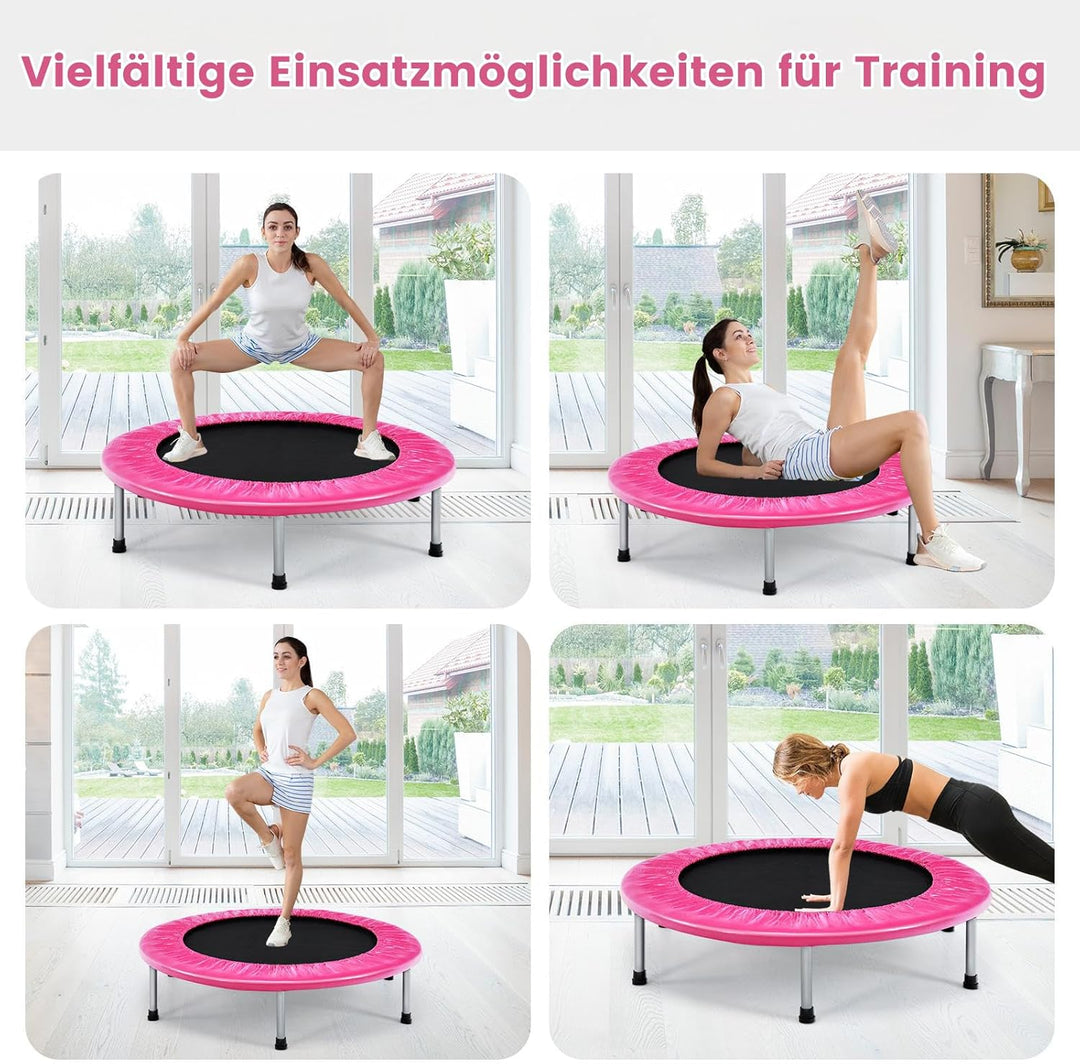 GYMAX Ø97 cm Mini Trampolin klappbar, Fitness Trampolin für Erwachsene & Kinder, Gartentrampolin bis